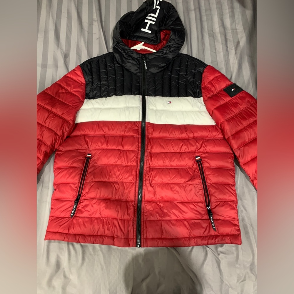 Red Tommy Hilfiger Puffer Jacket
